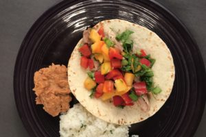 Peach Salsa Chicken Tacos